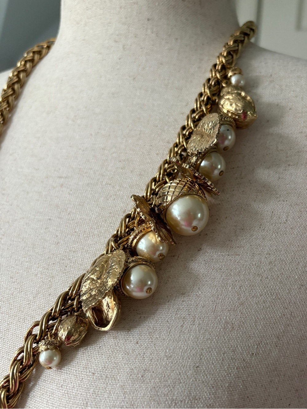 Gold and Pearl Oak Themed Belt or Necklace